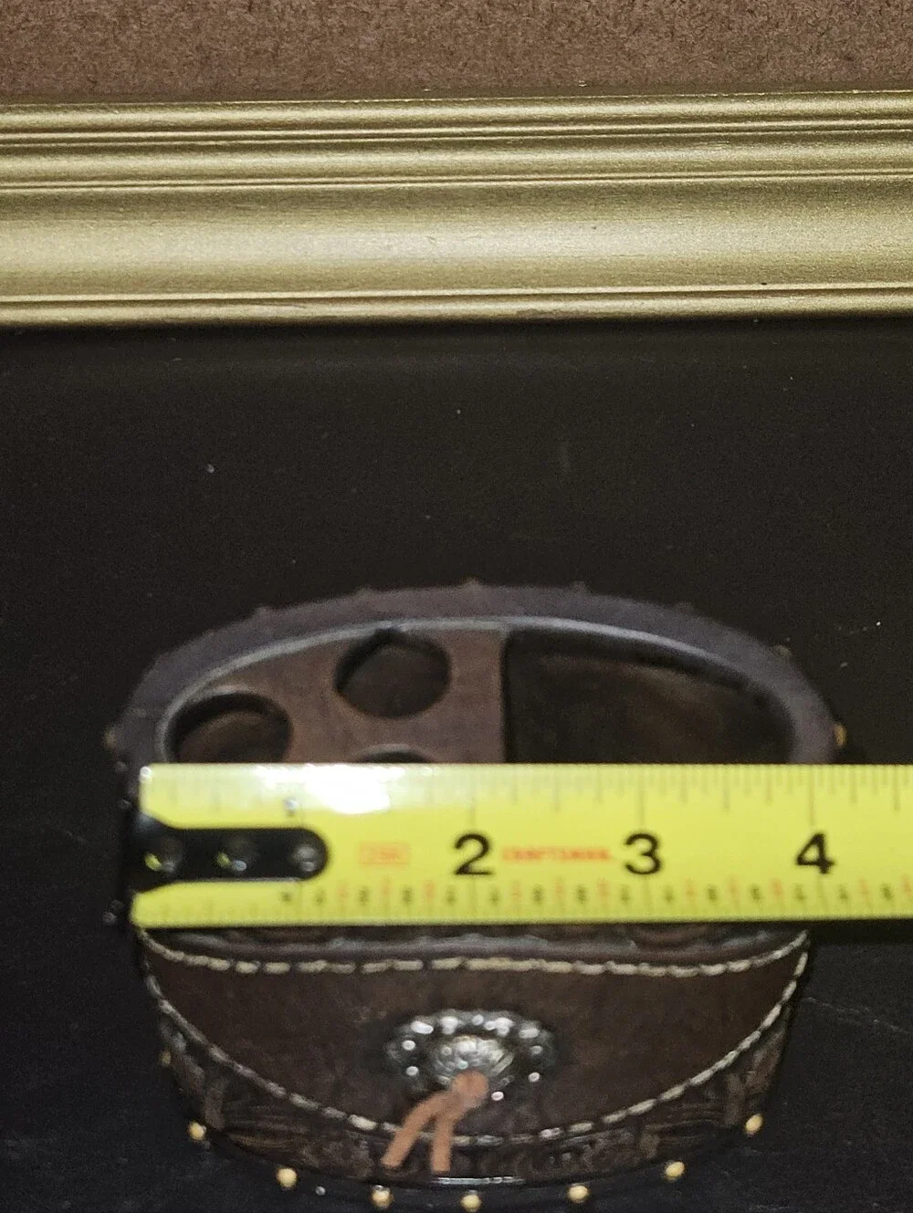 Equestrian Themed Tooled Leather & Carved Resin Toothbrush Caddy